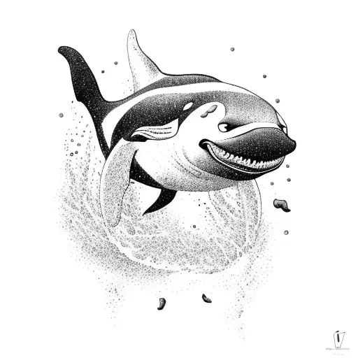 Killer Whale with Tree tattoo design idea
