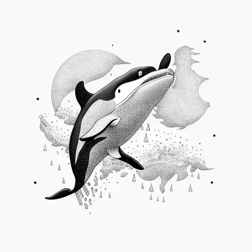 Killer Whale with Tree tattoo design idea