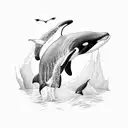 Killer Whale with Tree tattoo design idea