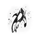 Killer Whale with Tree tattoo design idea