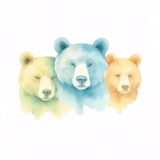  3 bears face looking cool tattoo design idea