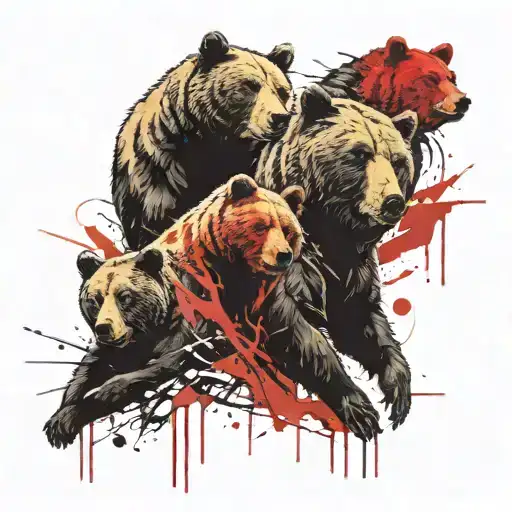 3 bears looking tattoo design idea