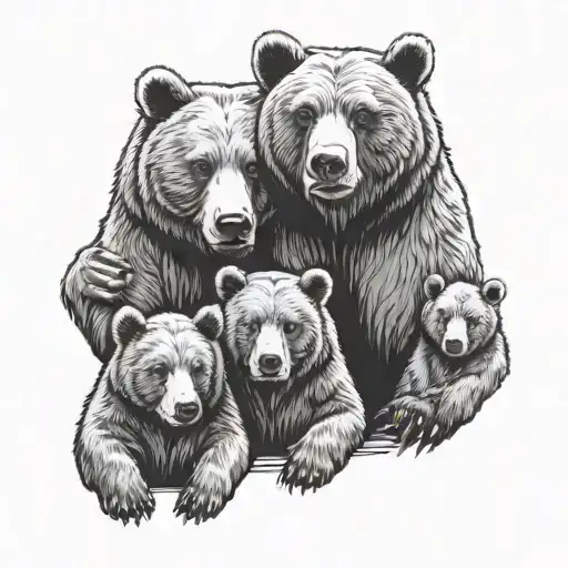 3 bears 1 father with 2 sons  tattoo design idea