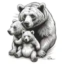 3 bears 1 father with 2 sons  tattoo design idea