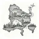 something that represent my journies around the world in my life: Brazil and Australia tattoo design idea