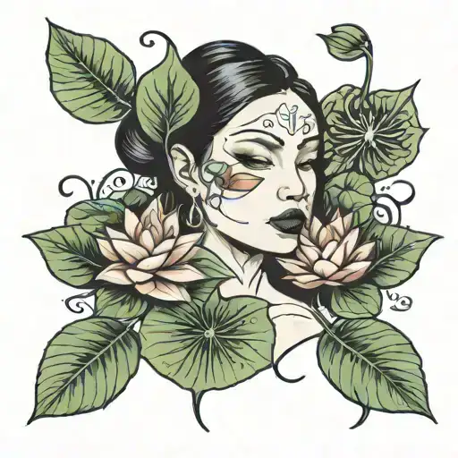 elena with lily pads  tattoo design idea