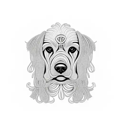 An intricate macrame design forming the shape of a cocker spaniel tattoo design idea