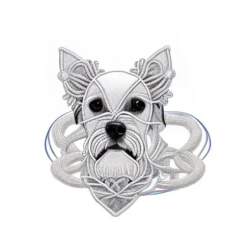 An intricate macrame design forming the shape of a loyal dog tattoo design idea