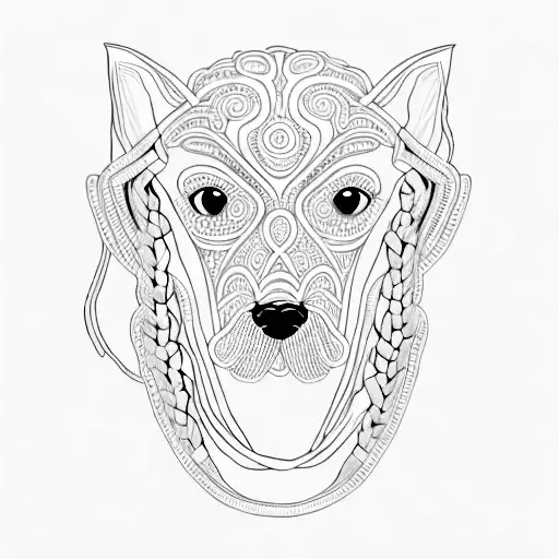An intricate macrame design forming the shape of a loyal dog tattoo design idea