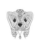 An intricate macrame design forming the shape of a loyal dog tattoo design idea