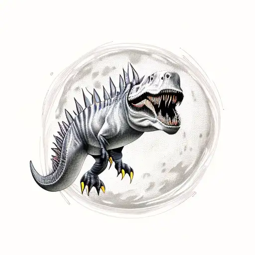 moon and spinosaurus tattoo design idea