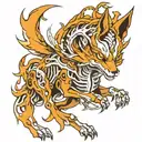 nine tailed fox skeleton tattoo design idea