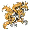 nine tailed fox skeleton tattoo design idea