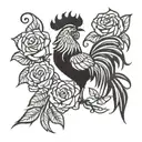 rooster and a rose tattoo design idea