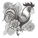 rooster and a rose tattoo design idea