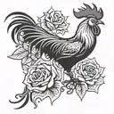 rooster and a rose tattoo design idea