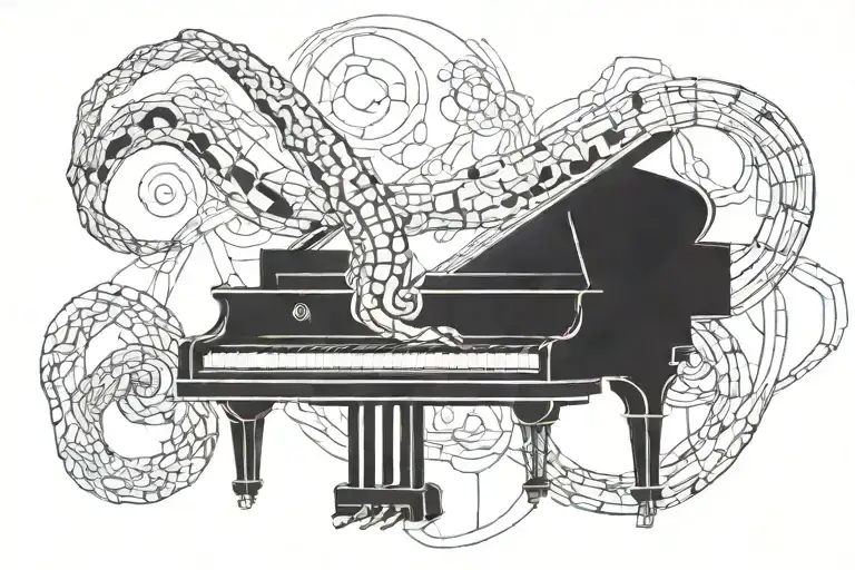 piano wrapping around the arm like a snake tattoo design idea