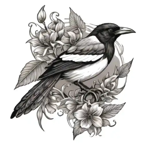 magpie tattoo design idea