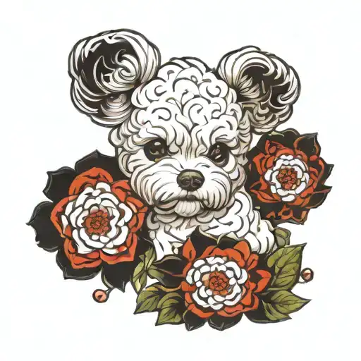 Bichon Frisé only head profile holding tattoo design idea