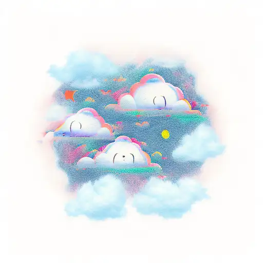 Clouds with 2 babies tattoo design idea