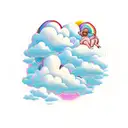 Clouds with 2 babies tattoo design idea