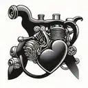 motor heart tattoo design idea