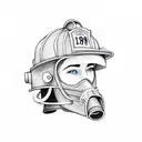 firefighter helmet with number 78 tattoo design idea
