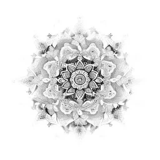 An intricate mandala made of interconnected hearts and flowers tattoo design idea