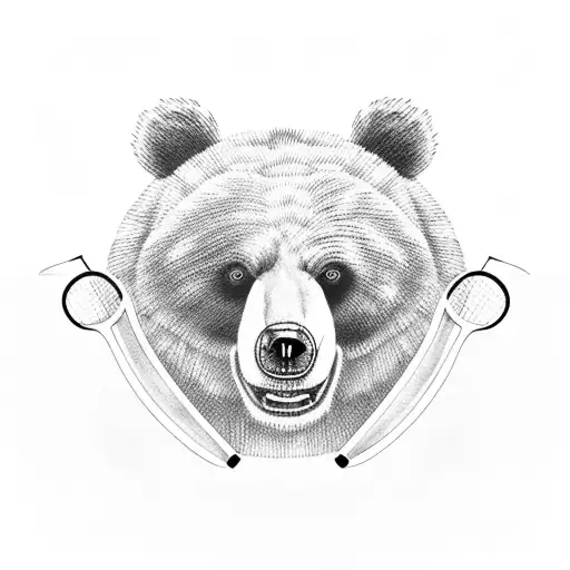 bear playing tennis tattoo design idea