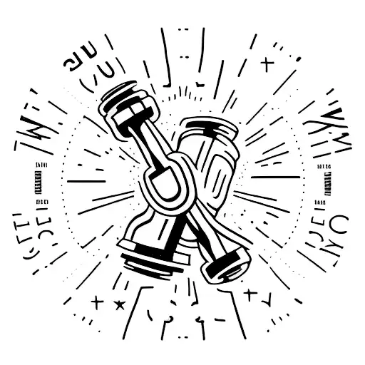 A dumbbell with a stoic quote wrapped around it tattoo design idea