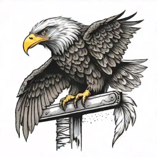 A half-sleeve tattoo featuring the American bald eagle perched on a steel beam, with your daughter's face subtly hidden in the feathers tattoo design idea