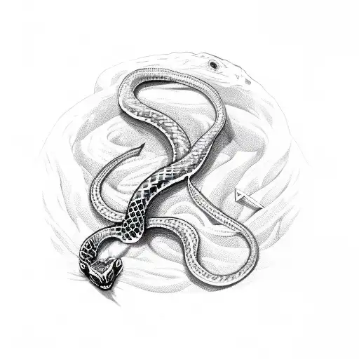 snake with dagger tattoo design idea