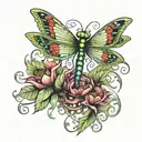 dragonfly venus flytrap wings spread tattoo design idea