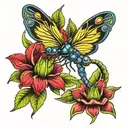 dragonfly venus flytrap tattoo design idea