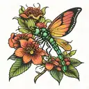 dragonfly venus flytrap tattoo design idea