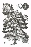 cedar tree growing tattoo design idea