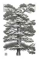cedar tree growing tattoo design idea