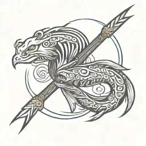 posiden hurricane trident tattoo design idea