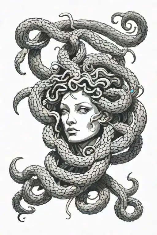 Realistic Medusa with audio cables instead of snakes. Instead of snakes' heads i want xlr plugs tattoo design idea