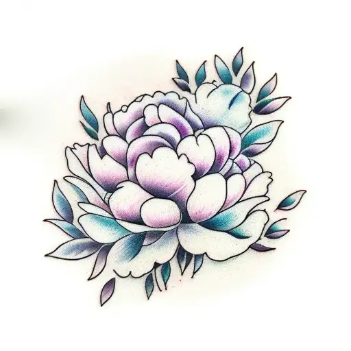 Buy Blackwork/color Lilac Tattoo Design Peonies Flowers Floral Printable  Feminine Tattoo Design Instant Download Online in India - Etsy