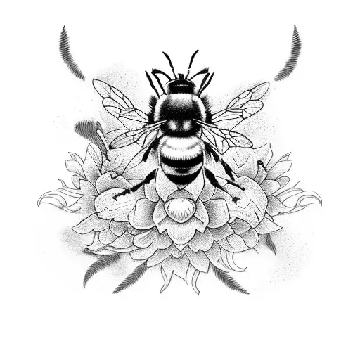 A bumblebee in the middle, surrounded by peonys, honeycombs in the backround tattoo design idea