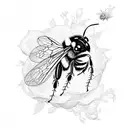 A bumblebee in the middle, surrounded by peonys, honeycombs in the backround tattoo design idea
