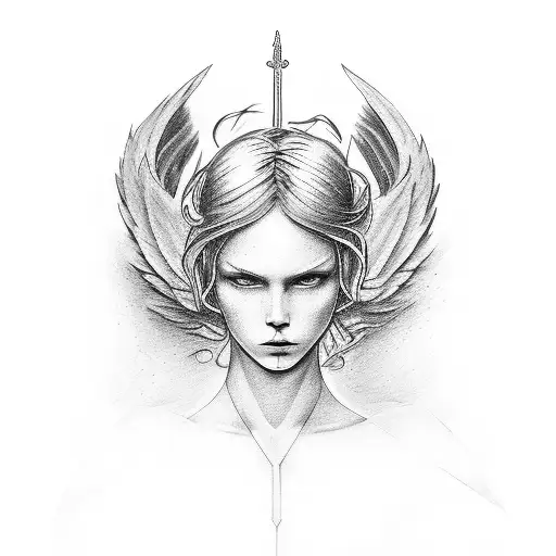 arc angel michael sword tattoo design idea