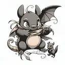 Pooh and toothless  tattoo design idea