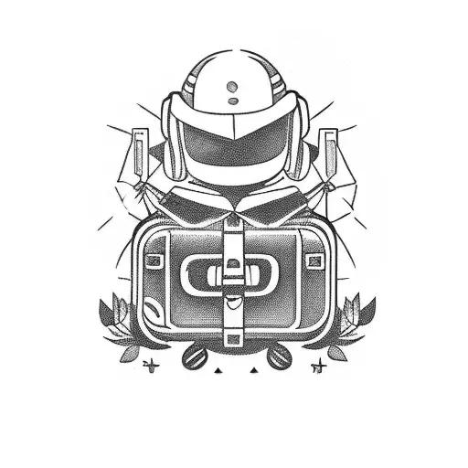 airplane coming out of a suitcase tattoo design idea