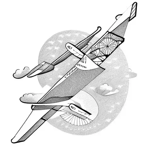 airplane coming out of a suitcase tattoo design idea
