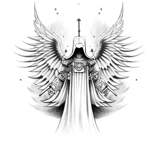 no face angelic warrior  tattoo design idea
