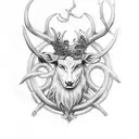 Cernunnos siting behind the celtic life tree tattoo design idea