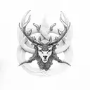 Cernunnos siting behind the celtic life tree tattoo design idea