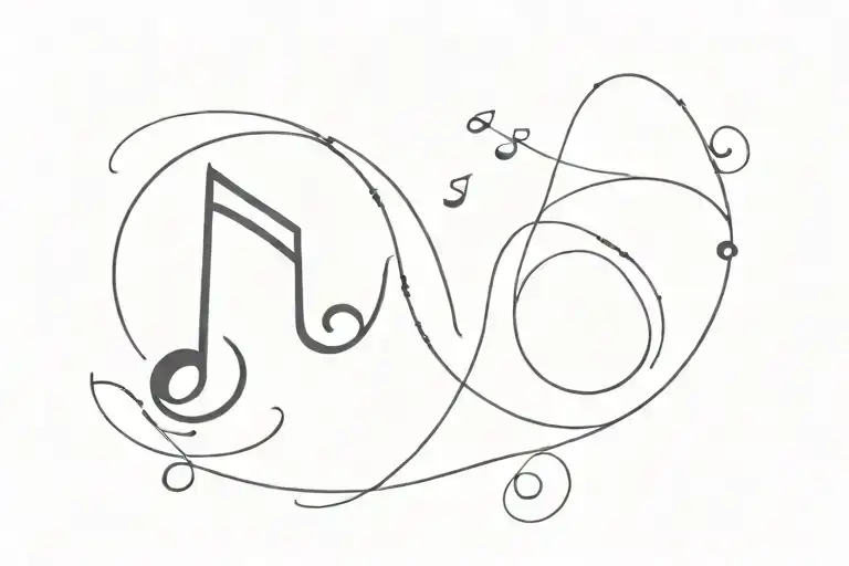 Letter S incorporated with 5 music notes tattoo design idea
